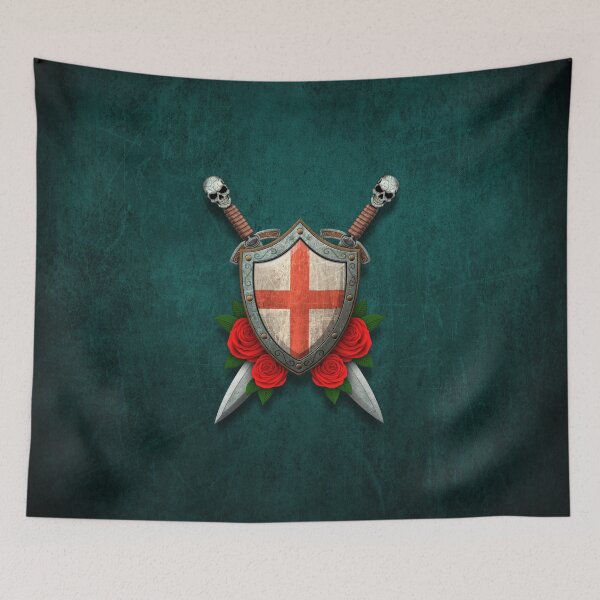 Item preview, English Flag on a Worn Shield and Crossed Swords designed and sold by JeffBartels.