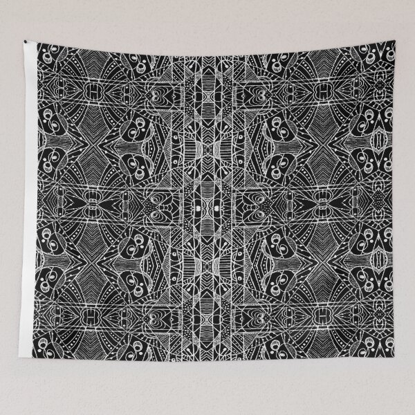 Item preview, Black and White Tribal Geometric Pattern Print designed and sold by DFLC Prints.