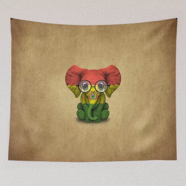 Item preview, Baby Elephant with Glasses and Bolivian Flag designed and sold by JeffBartels.