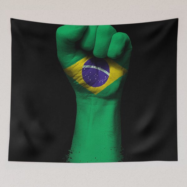 Artikelvorschau, Flagge von Brasilien auf einer angehobenen geballten Faust entworfen und verkauft von JeffBartels.