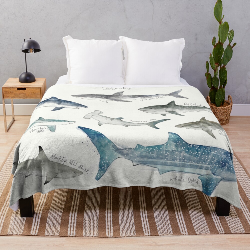 Sharks - Landscape Format Throw Blanket