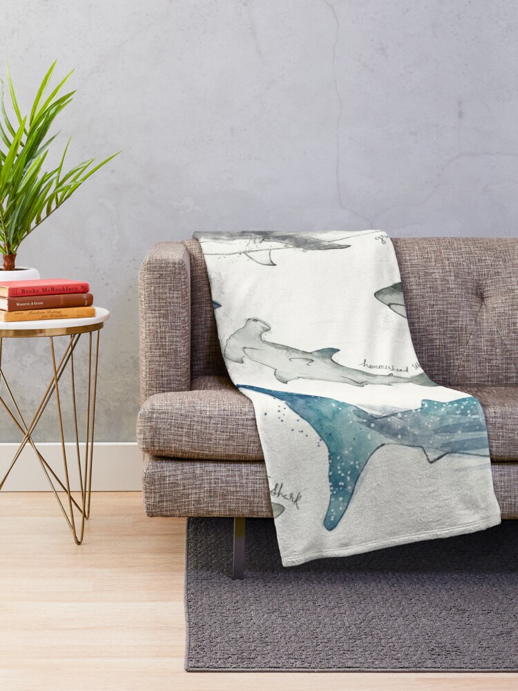 Alternate view of Sharks - Landscape Format Throw Blanket