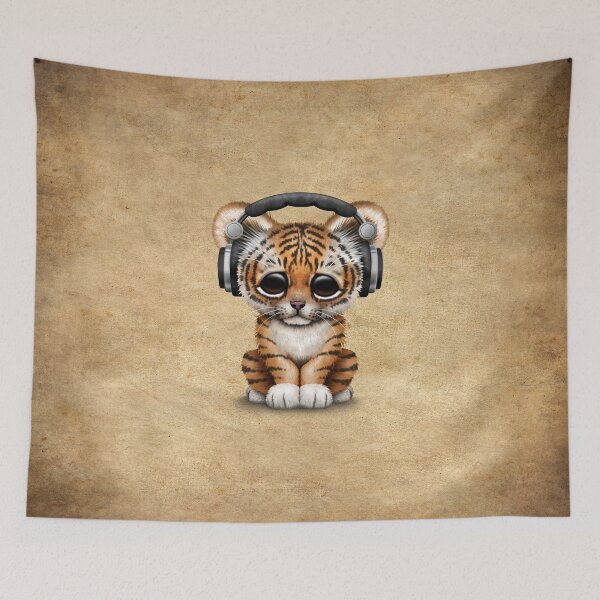 Item preview, Cute Tiger Cub Dj Wearing Headphones  designed and sold by JeffBartels.