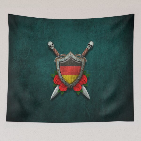 Item preview, German Flag on a Worn Shield and Crossed Swords designed and sold by JeffBartels.