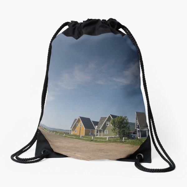 Homes by the sea, Gaspésie, Québec, Canada. Drawstring Bag