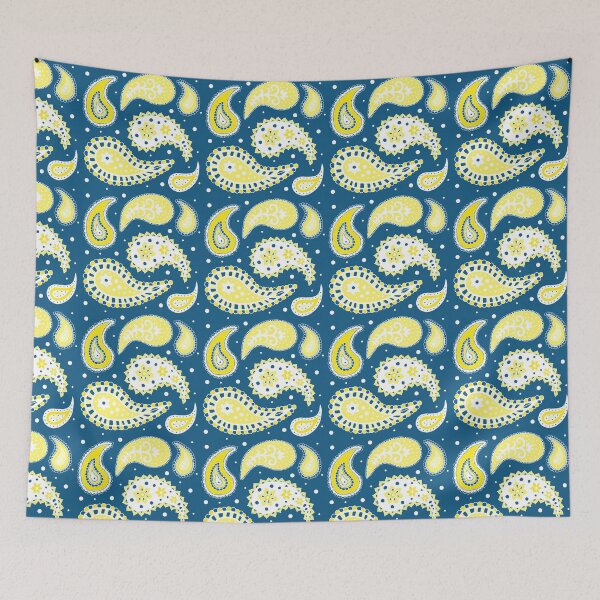 Item preview, Blue yellow paisley designed and sold by dreamingmind.
