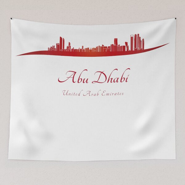 Item preview, Abu Dhabi skyline in red and gray background designed and sold by paulrommer.