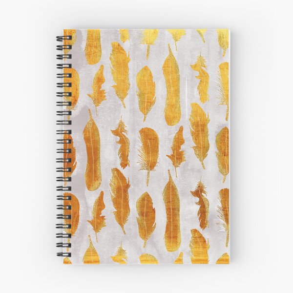 Item preview, Gold Ombre Feather pattern, grey watercolour background designed and sold by Glimmersmith.