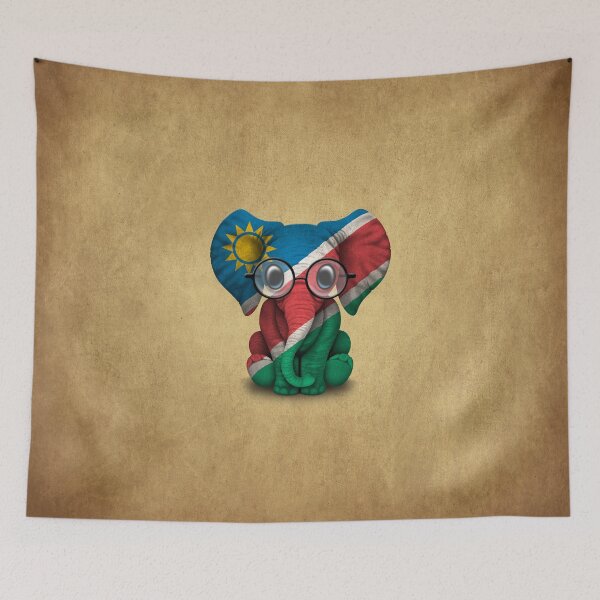 Item preview, Baby Elephant with Glasses and Namibian Flag designed and sold by JeffBartels.