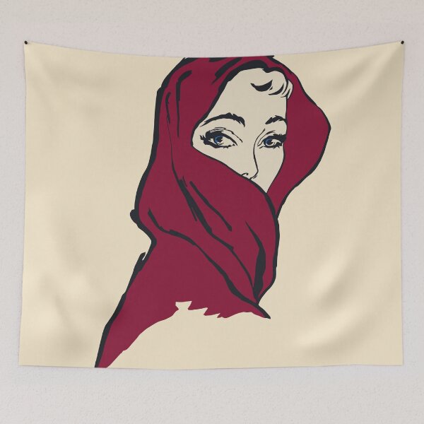Item preview, The woman with the crimson veil, retro vintage style designed and sold by aapshop.