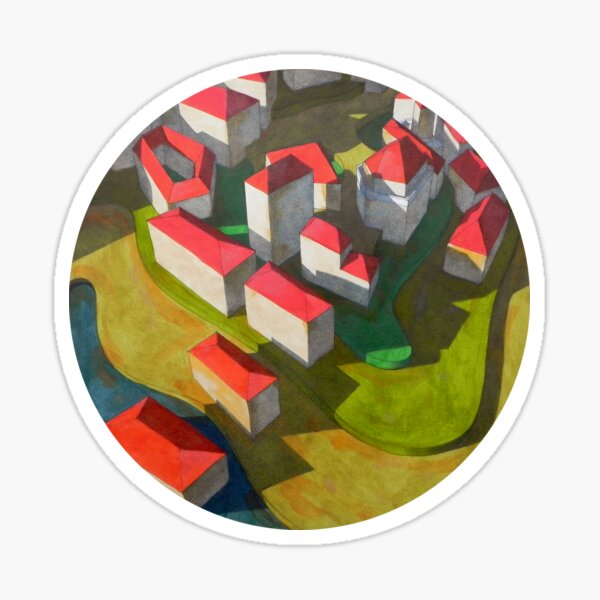 virtual model with red houses Sticker