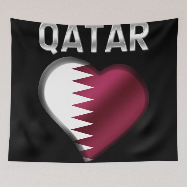 Item preview, Qatar - Qatari Flag Heart & Text - Metallic designed and sold by Graphix.