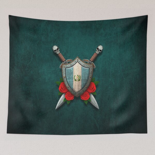 Item preview, Guatemalan Flag on a Worn Shield and Crossed Swords designed and sold by JeffBartels.