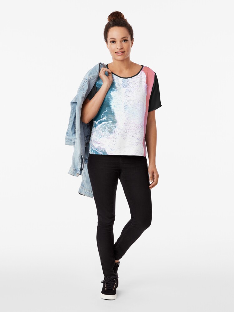 Alternate view of Aerial Beach, Ocean Waves Chiffon Top