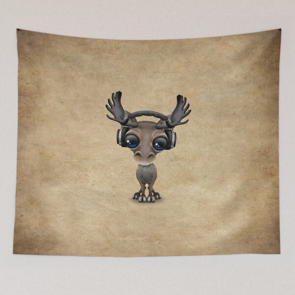 Item preview, Cute Musical Moose Dj Wearing Headphones  designed and sold by JeffBartels.