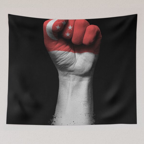 Item preview, Flag of Singapore on a Raised Clenched Fist  designed and sold by JeffBartels.