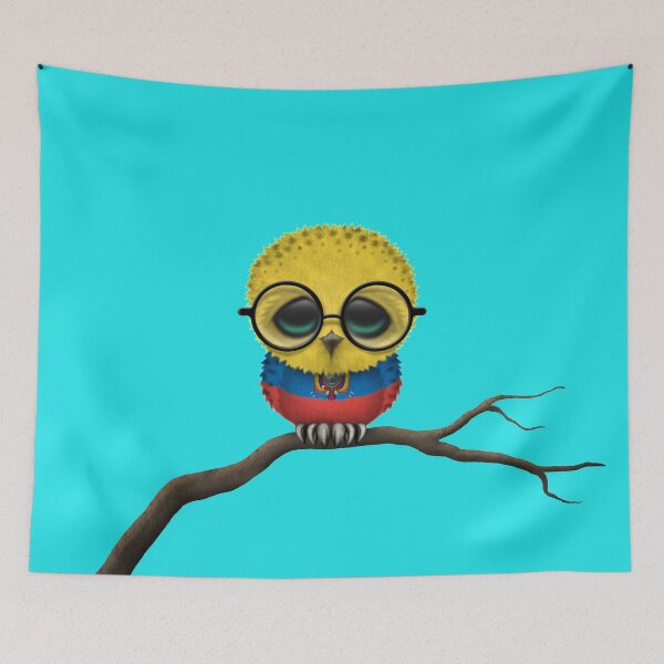 Item preview, Nerdy Ecuadorian Baby Owl on a Branch designed and sold by JeffBartels.