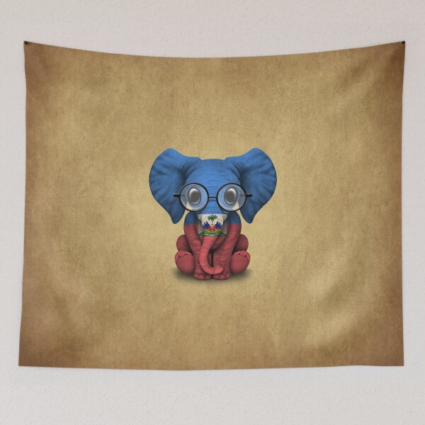Item preview, Baby Elephant with Glasses and Haitian Flag designed and sold by JeffBartels.