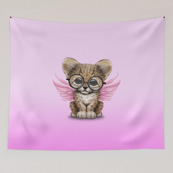 Item preview, Cheetah Cub with Fairy Wings Wearing Glasses on Pink designed and sold by JeffBartels.