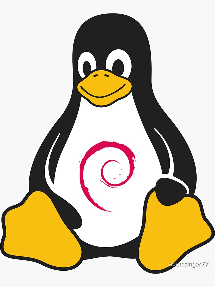 Thumbnail 3 of 3, Sticker, Tux debian designed and sold by adamsinger77.