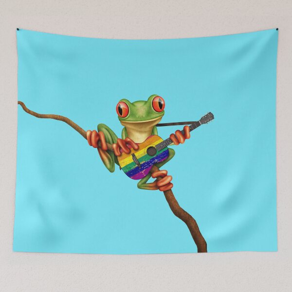 Item preview, Tree Frog Playing Gay Pride Rainbow Guitar designed and sold by JeffBartels.