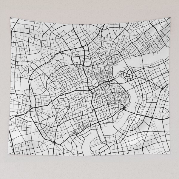 Item preview, Shanghai Map, China - Black and White designed and sold by MainStreetMaps.