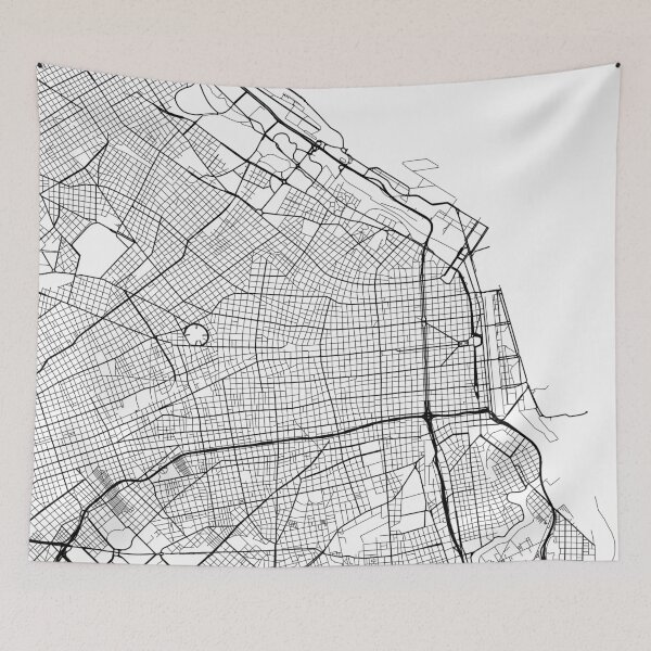 Item preview, Buenos Aires Map, Argentina - Black and White designed and sold by MainStreetMaps.