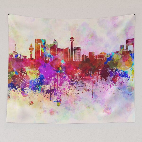 Item preview, Jeddah skyline in watercolor background designed and sold by paulrommer.