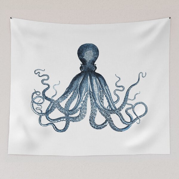 Item preview, Vintage Octopus Art Print Blue ~ Kraken ~ Nautical ~ Retro ~ 0389 designed and sold by ContrastStudios.