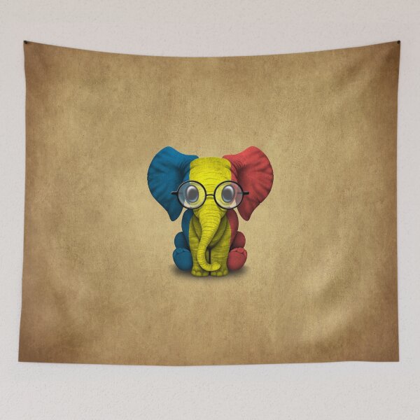 Item preview, Baby Elephant with Glasses and Romanian Flag designed and sold by JeffBartels.