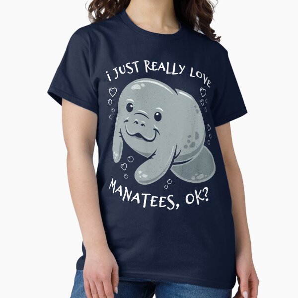 Vista previa del artículo con la obra «Realmente me encantan los manatíes, ¿de acuerdo?», diseñado y vendido por Bangtees.