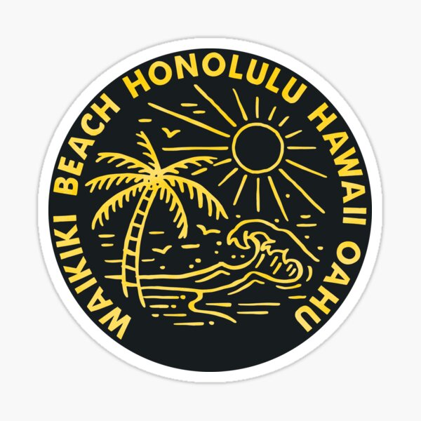 Waikiki Beach Oahu Hawaii Surf Surf Surf Voyage Sticker