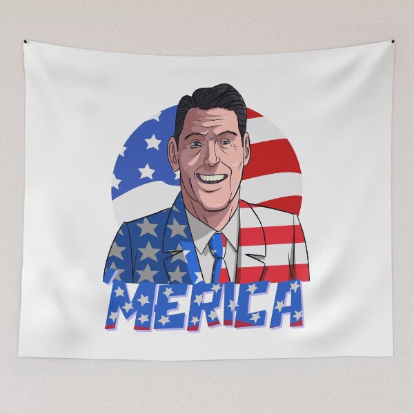 Item preview, Ronald Reagan Merica 4th Of July American Flag designed and sold by Nosek1ng.