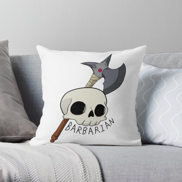Barbarian Skull D&D Class Throw Pillow