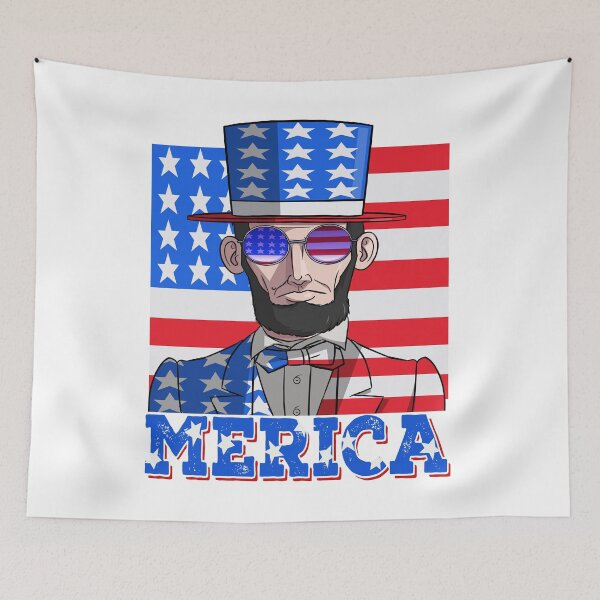 Item preview, Abraham Lincoln Merica 4th Of July American Flag designed and sold by Nosek1ng.