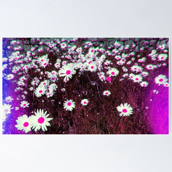 Artikelvorschau, Psychedelische trippy blaue und rosa Gänseblümchen entworfen und verkauft von msangiemoon.