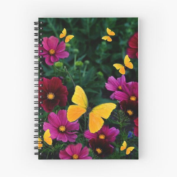 Item preview, YELLOW BUTTERFLY FUCHSIA-PINK COSMOS FLOWER GARDEN designed and sold by sharlesart.