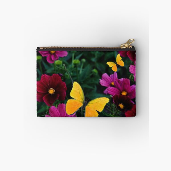 Item preview, YELLOW BUTTERFLY FUCHSIA-PINK COSMOS FLOWER GARDEN designed and sold by sharlesart.