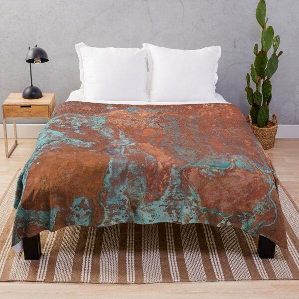 Tarnished Metal Copper Texture - Natural Marbling Industrial Art Throw Blanket