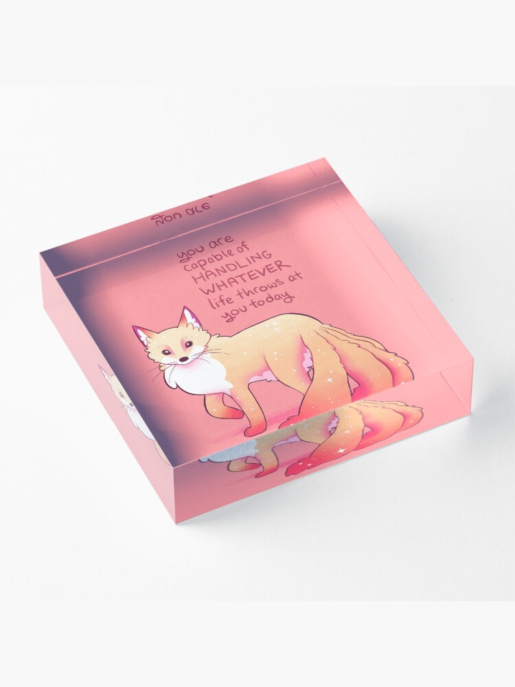 Alternate view of "You are capable of handling whatever" Kitsune Fox Acrylic Block