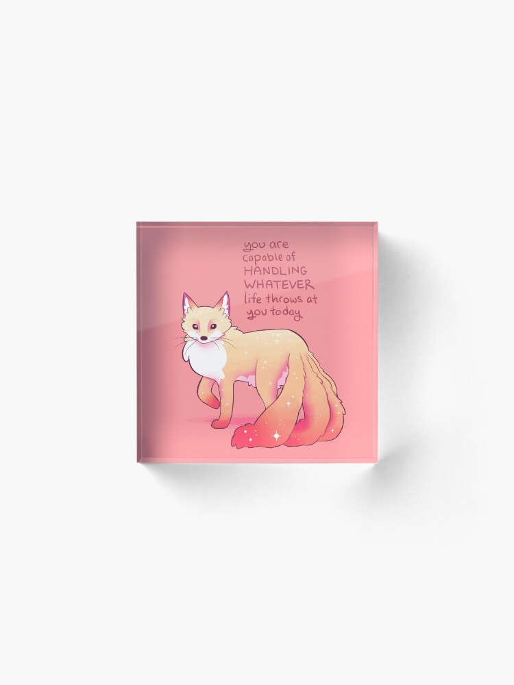 Alternate view of "You are capable of handling whatever" Kitsune Fox Acrylic Block