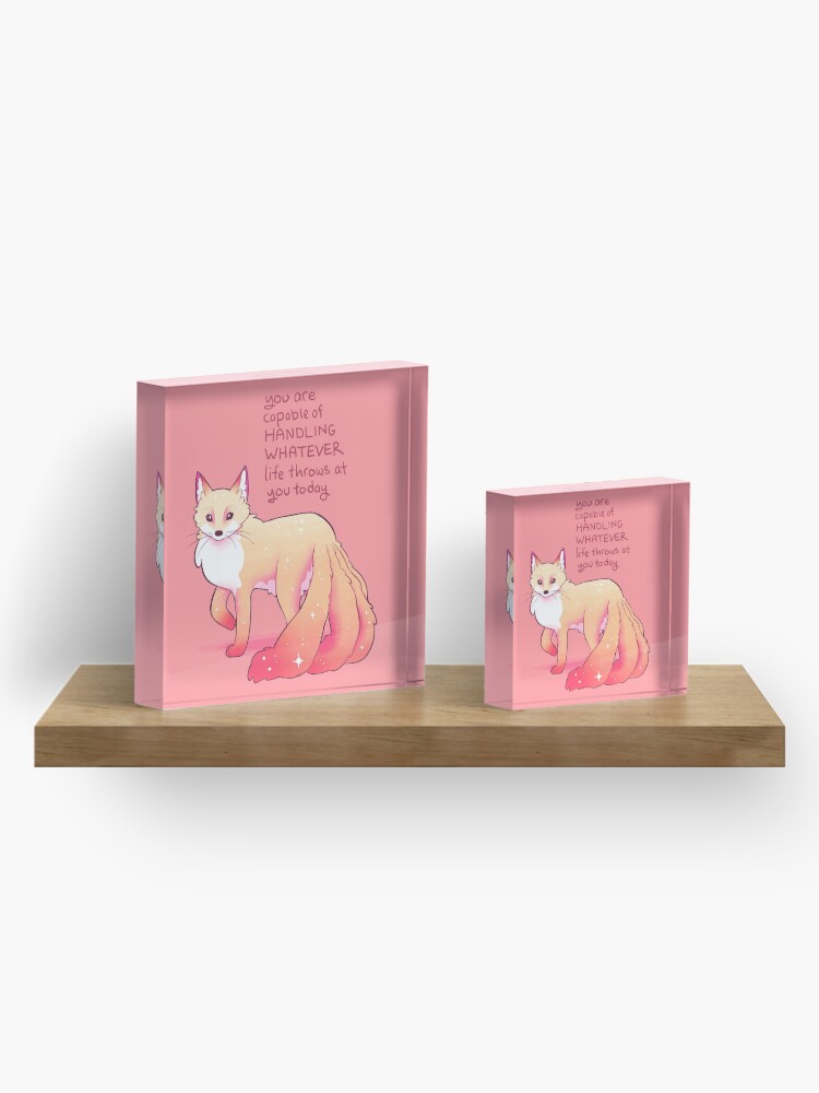 Alternate view of "You are capable of handling whatever" Kitsune Fox Acrylic Block