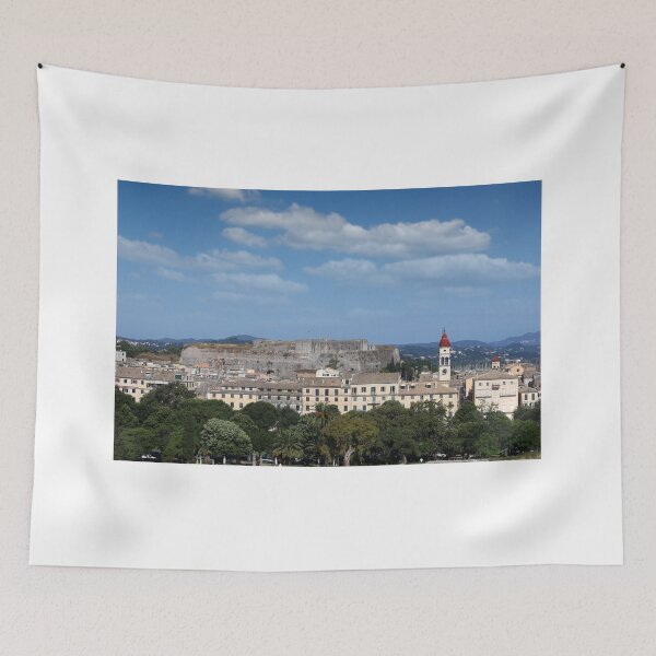 Item preview, Saint Spyridon church and new fortress Corfu town cityscape Greece  designed and sold by goceris.