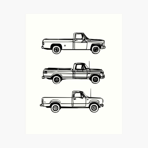 3 vintage trucks Art Print
