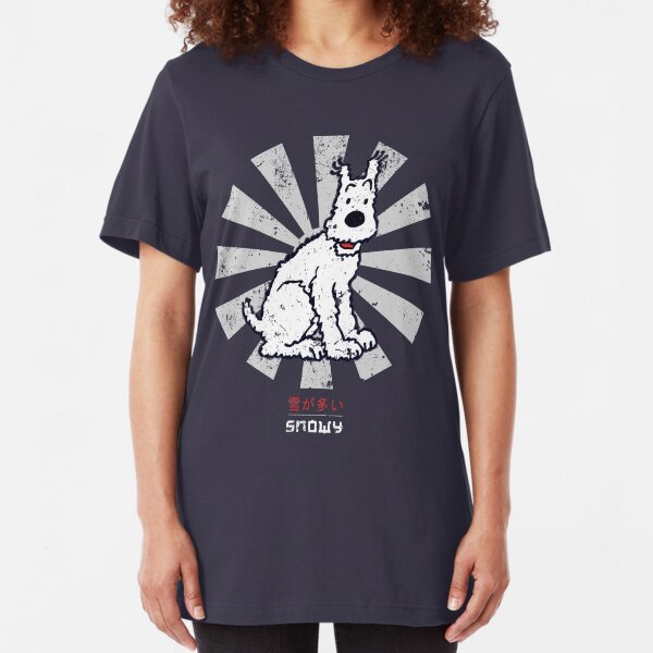 Snowy Retro Japanese Tintin Slim Fit T-Shirt