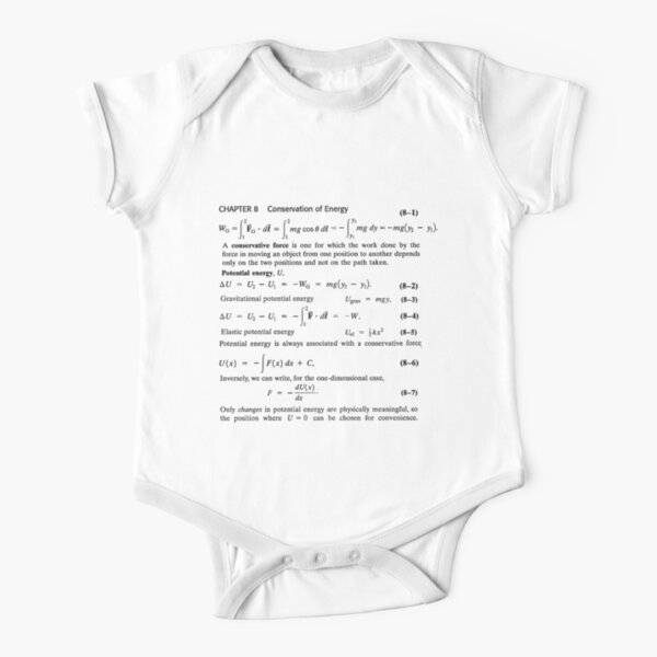 #Calculus-Based #Physics I, Chapter 8 #Formulas, Conservation of #Energy, Part 1 Short Sleeve Baby One-Piece
