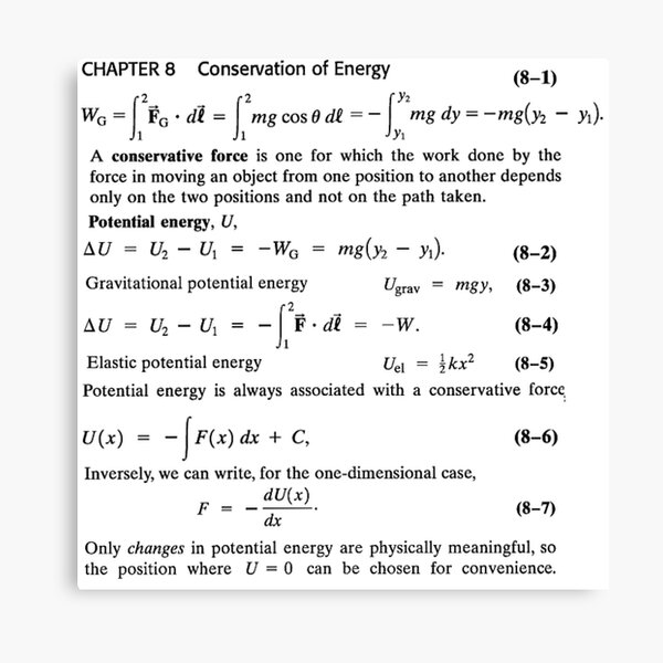 #Calculus-Based #Physics I, Chapter 8 #Formulas, Conservation of #Energy, Part 1 Canvas Print