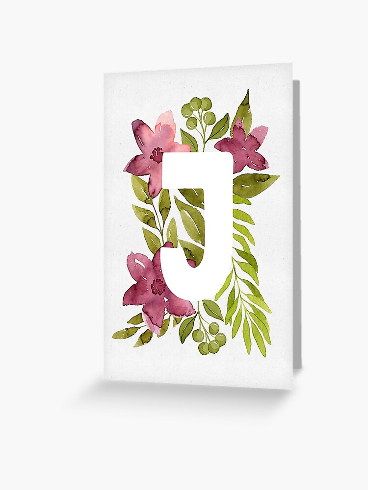 Letter P in watercolor flowers and leaves. Floral monogram