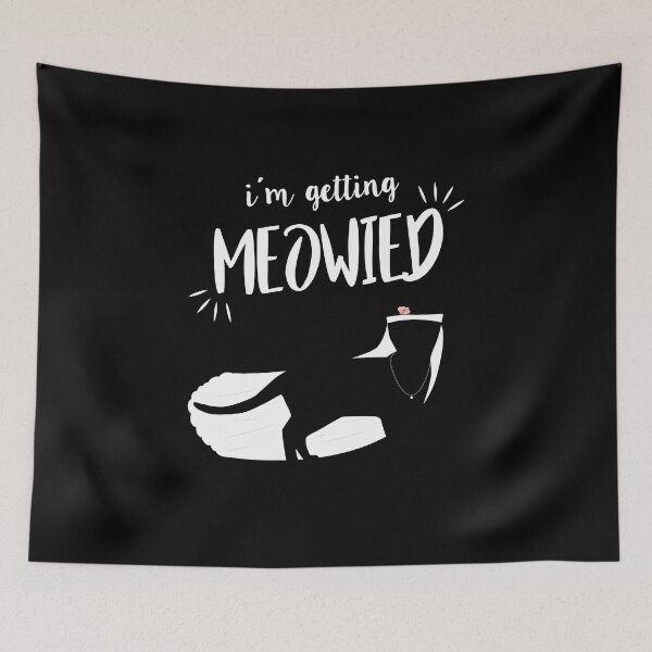 Item preview, Funny Bachelorette party graphic with cat - "Meowied" designed and sold by Pummli.