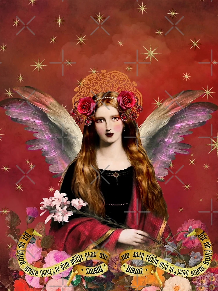 Thumbnail 4 of 4, Graphic T-Shirt, Pre Raphaelite Angel In Red designed and sold by Demeters Spring.